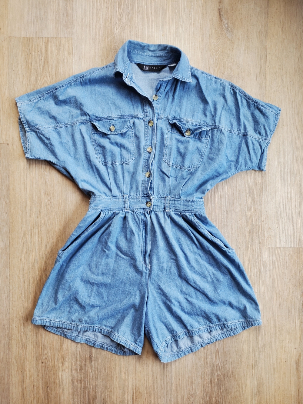 Vintage Light Blue Denim Short Romper